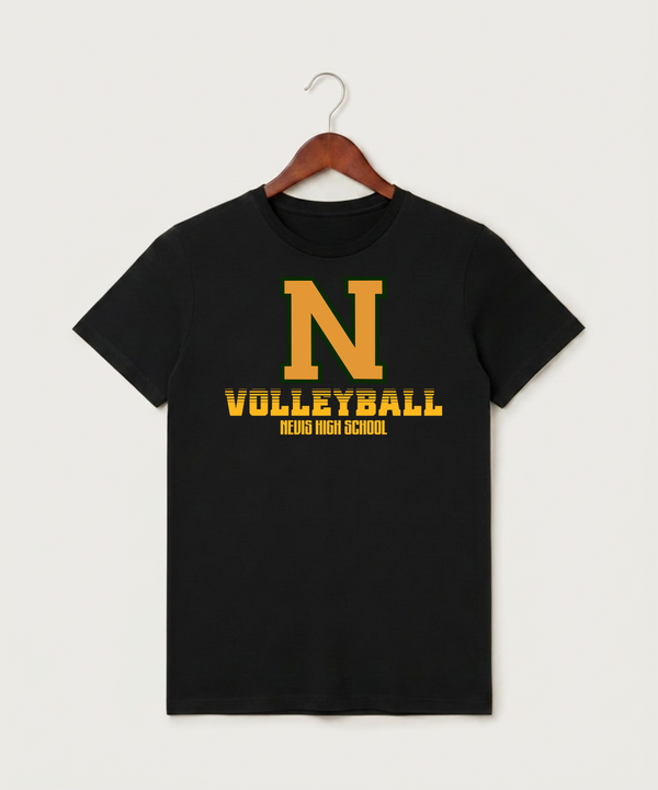 Nevis High School Volleyball (Girls) - Black T-Shirt - Full Front
