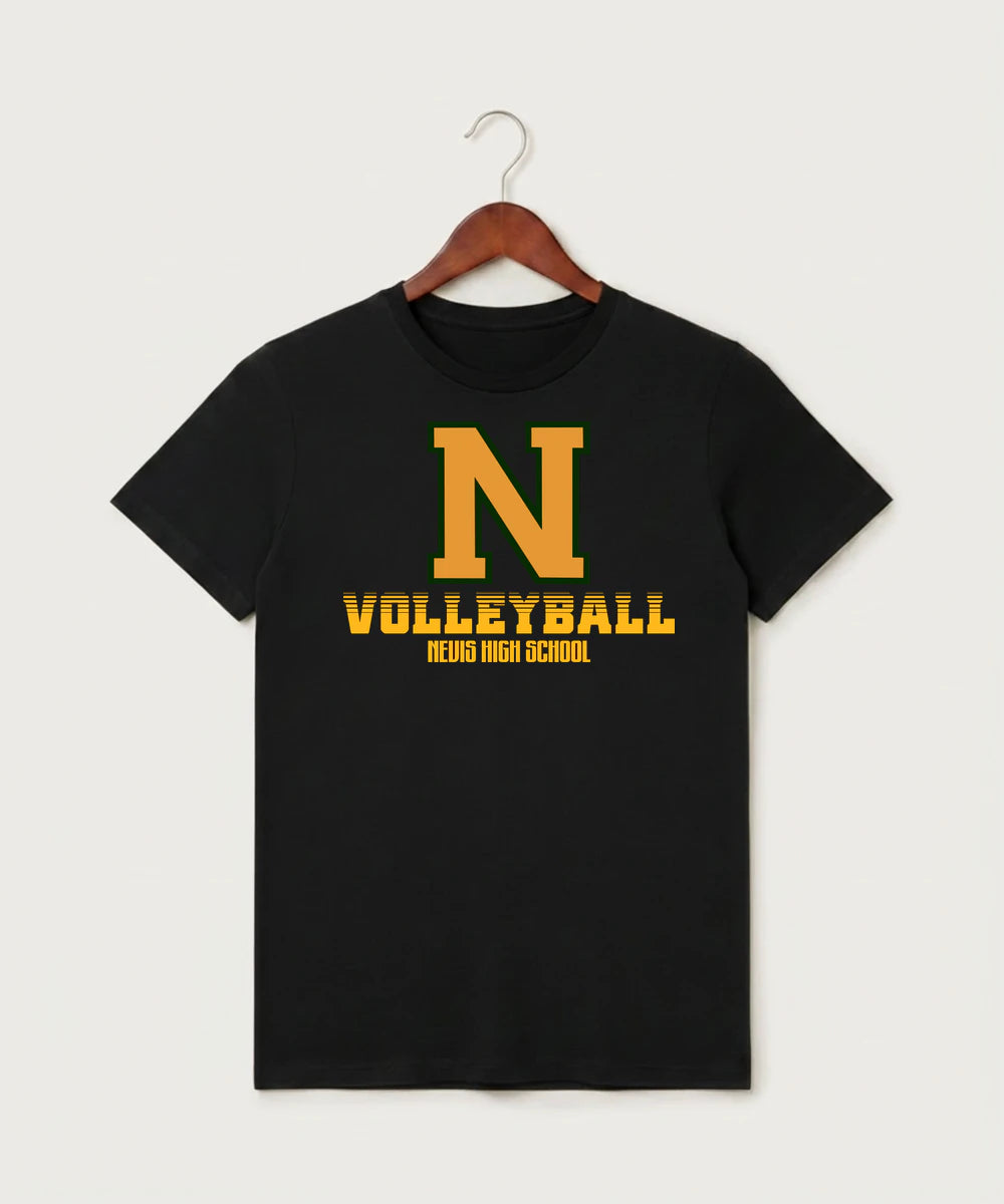 Nevis High School Volleyball (Girls) - Black T-Shirt - Full Front