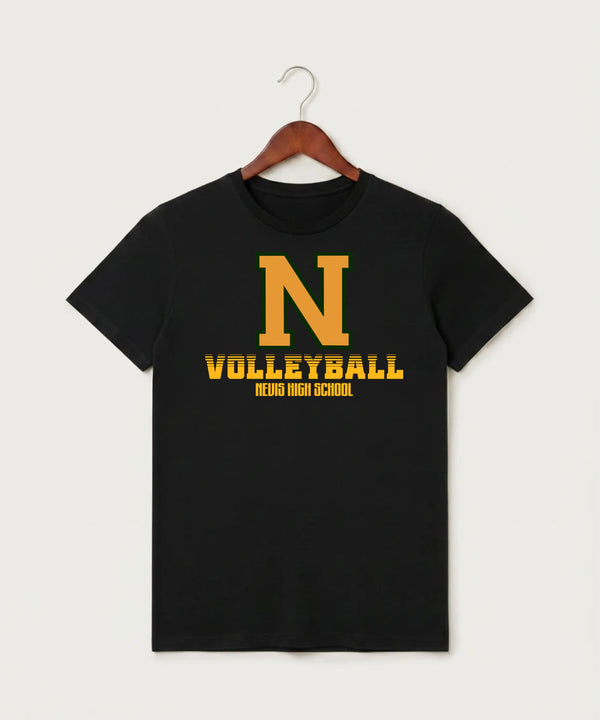 Nevis High School Volleyball (Girls) - Black T-Shirt - Full Front