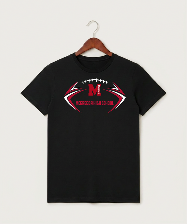Mcgregor High School Football (Boys) - Black T-Shirt - Full Front