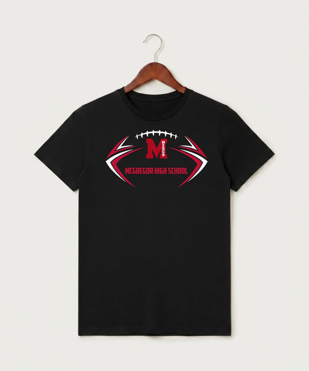 Mcgregor High School Football (Boys) - Black T-Shirt - Full Front