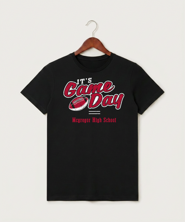 Mcgregor High School Football (Boys) - Black T-Shirt - Full Front