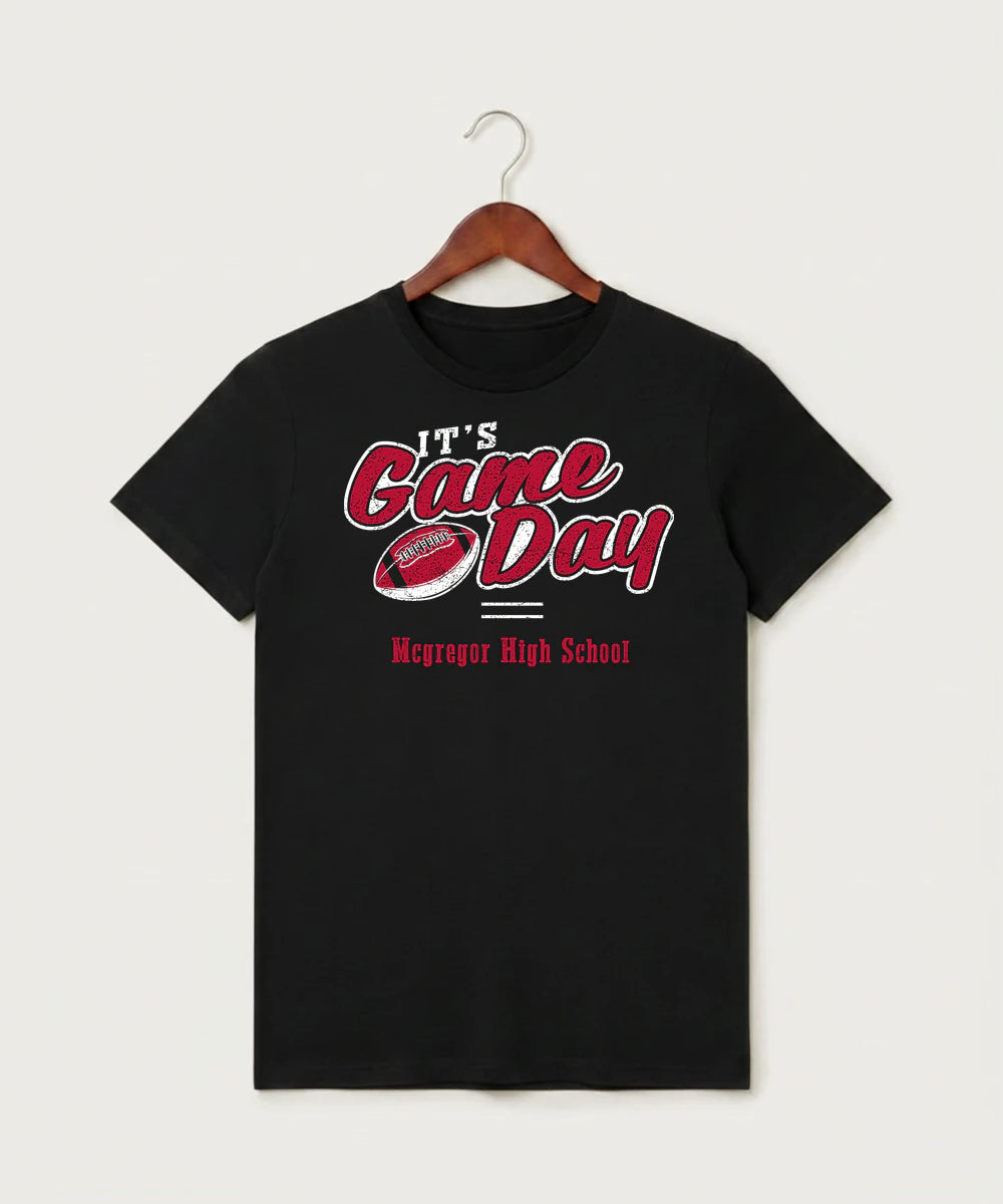 Mcgregor High School Football (Boys) - Black T-Shirt - Full Front