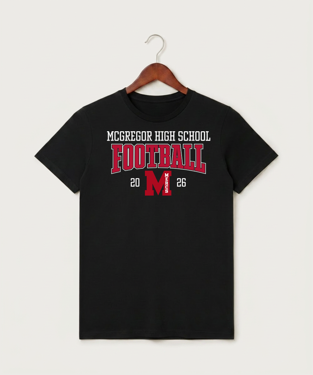 Mcgregor High School Football (Boys) - Black T-Shirt - Full Front