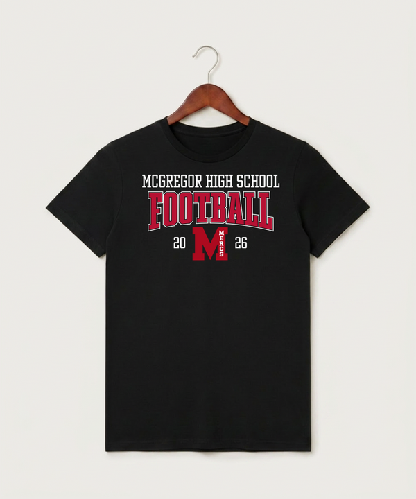 Mcgregor High School Football (Boys) - Black T-Shirt - Full Front