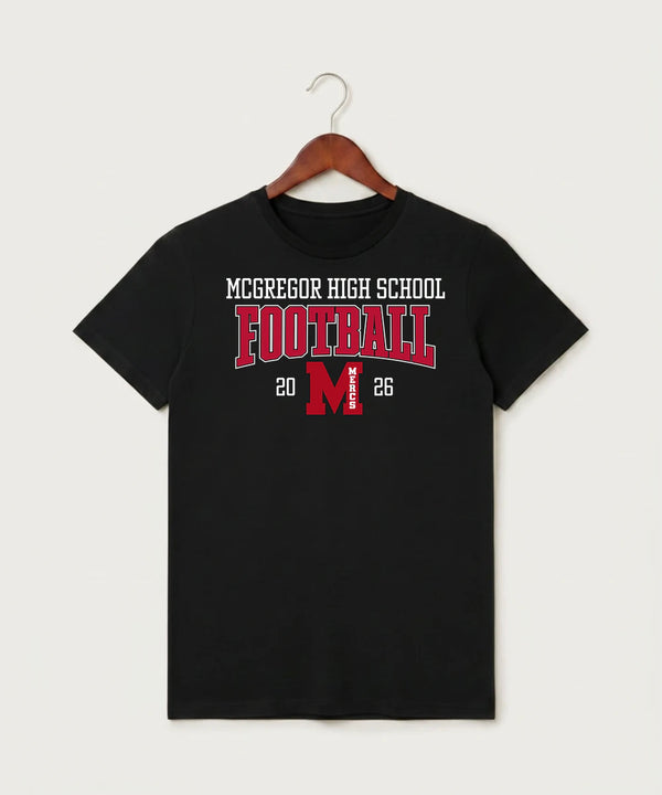 Mcgregor High School Football (Boys) - Black T-Shirt - Full Front