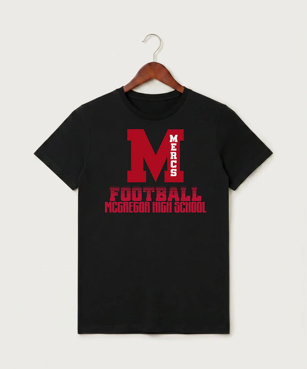 Mcgregor High School Football (Boys) - Black T-Shirt - Full Front