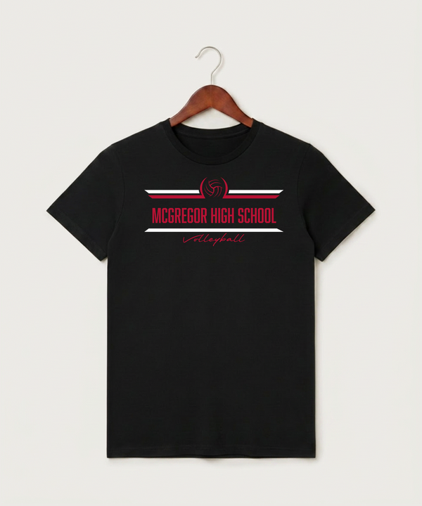 Mcgregor High School Volleyball (Girls) - Black T-Shirt - Full Front