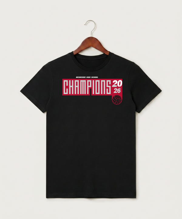 Mcgregor High School Volleyball (Girls) - Black T-Shirt - Full Front