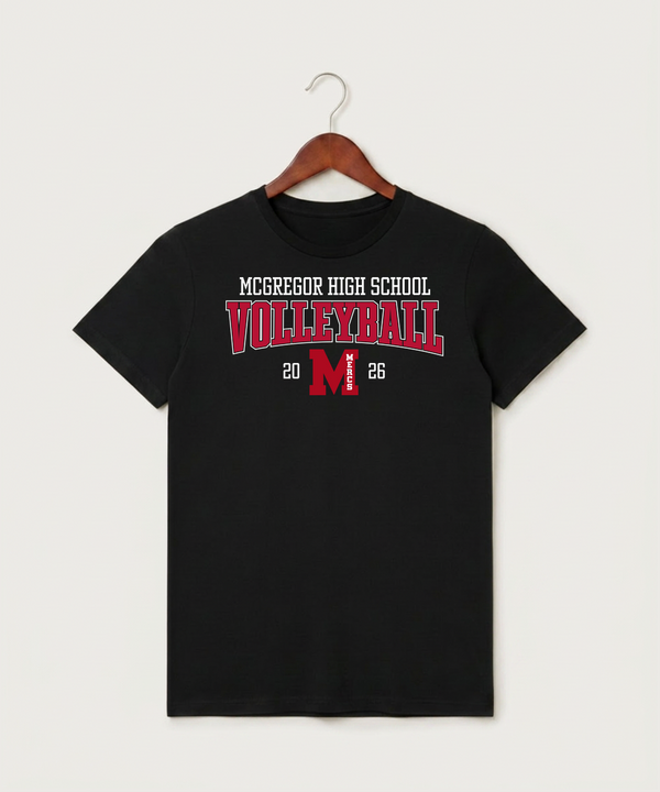 Mcgregor High School Volleyball (Girls) - Black T-Shirt - Full Front