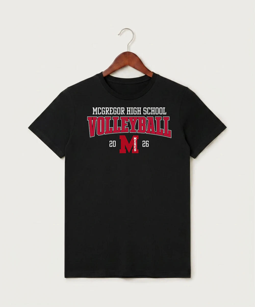 Mcgregor High School Volleyball (Girls) - Black T-Shirt - Full Front