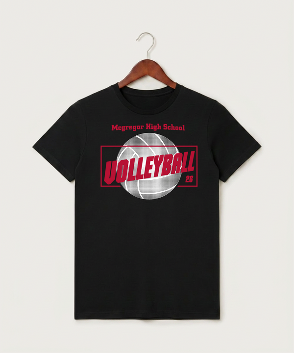 Mcgregor High School Volleyball (Girls) - Black T-Shirt - Full Front