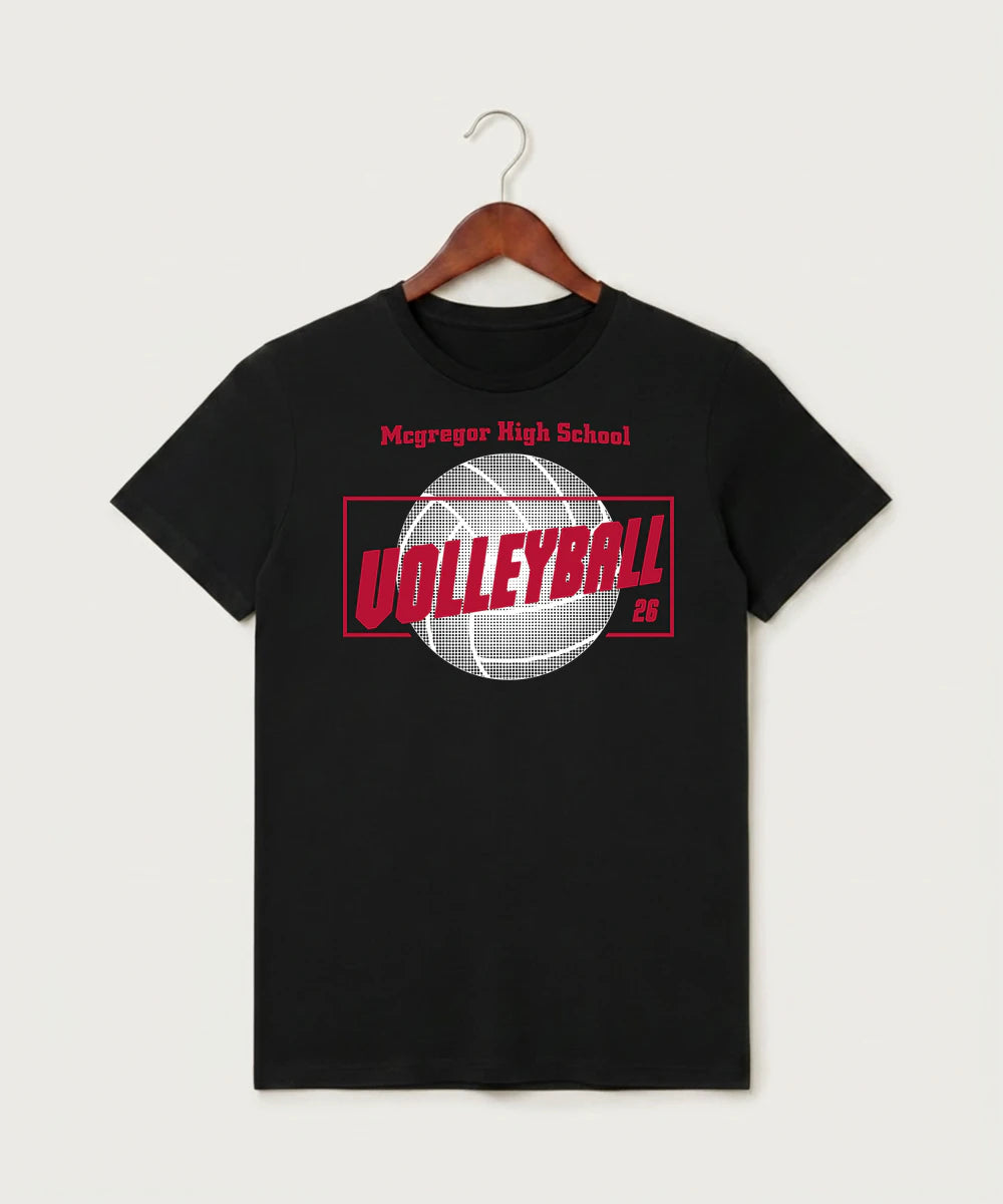 Mcgregor High School Volleyball (Girls) - Black T-Shirt - Full Front