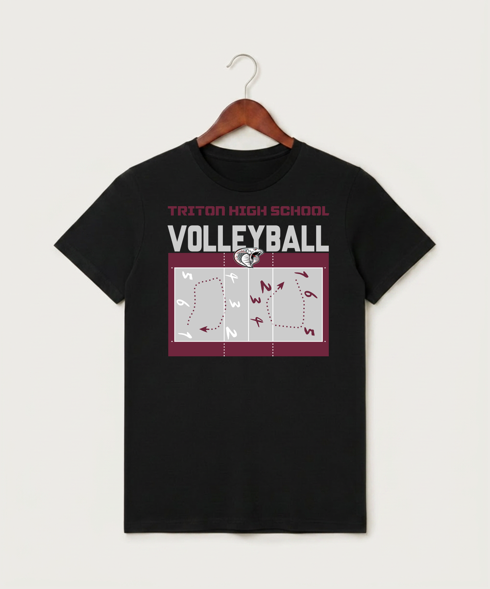 Triton High School Volleyball (Girls) - Black T-Shirt - Full Front