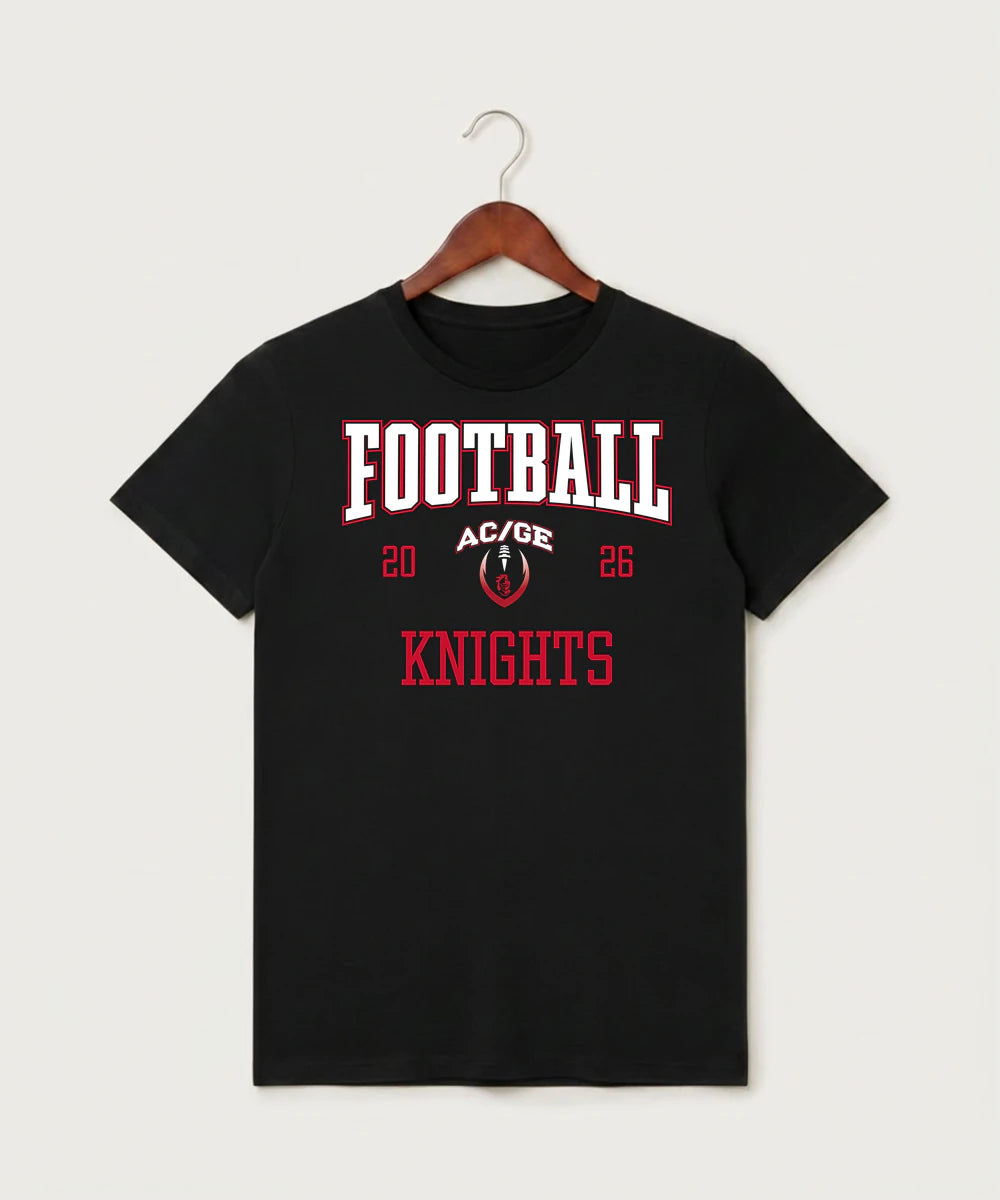 Alden-Conger-Glenville Emmons High School Football (Boys) - Black T-Shirt - Full Front