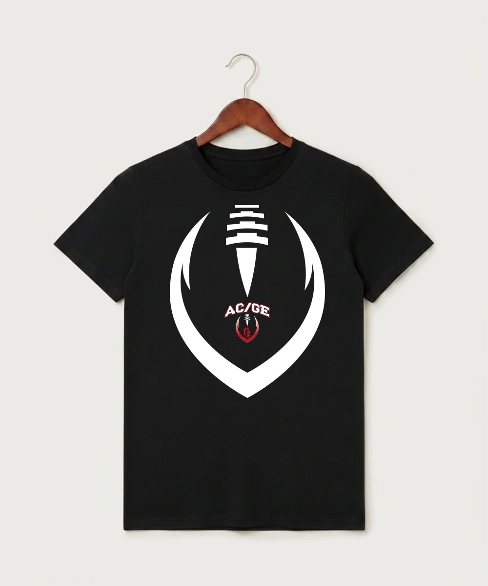 Alden-Conger-Glenville Emmons High School Football (Boys) - Black T-Shirt - Full Front