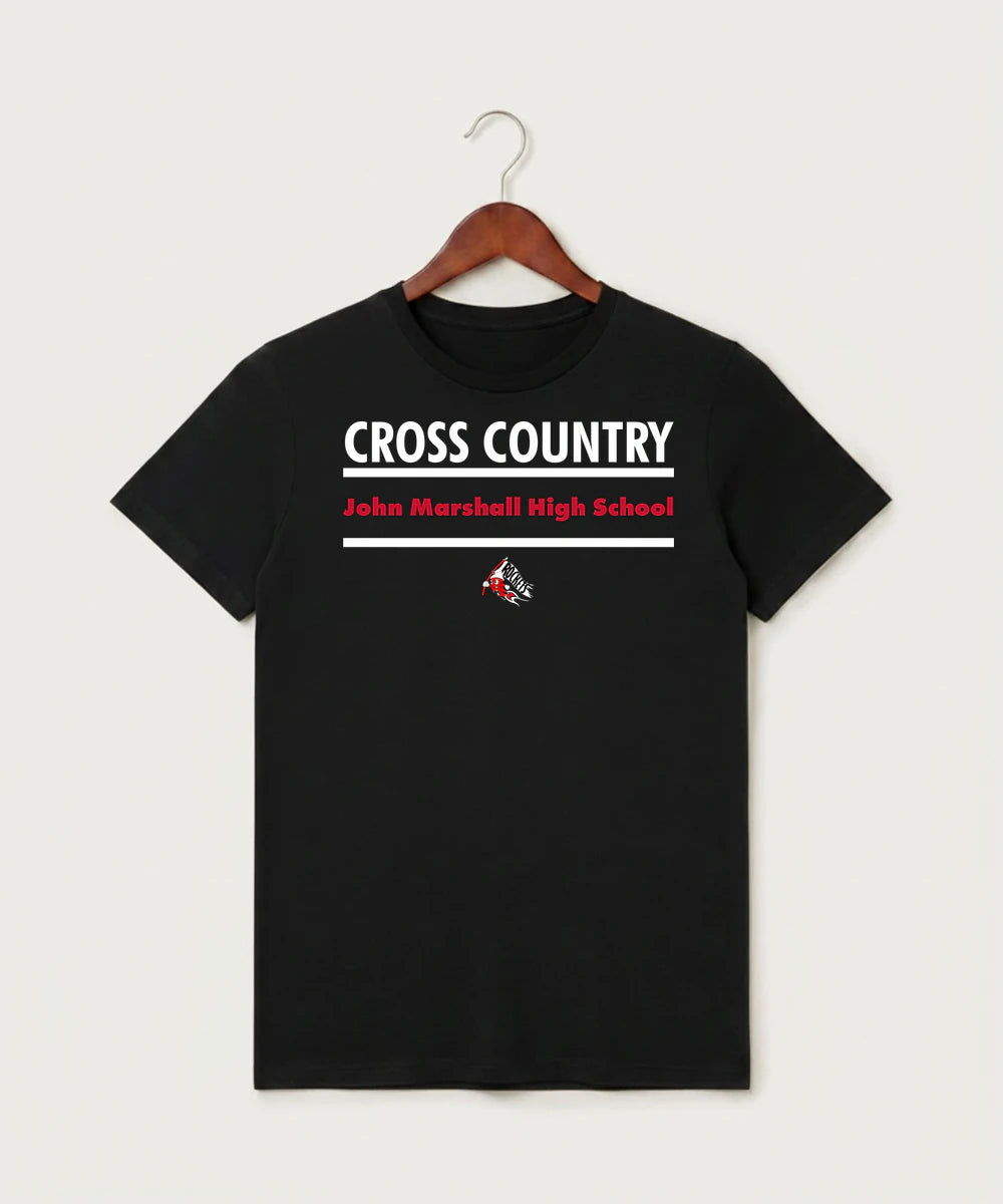 John Marshall High School Cross Country (Coed) - Black T-Shirt - Full Front