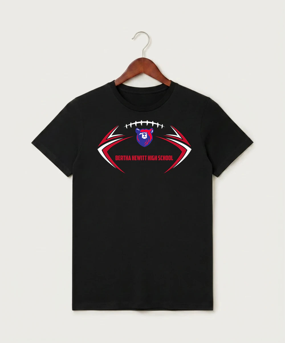 Bertha Hewitt High School Football (Boys) - Black T-Shirt - Full Front