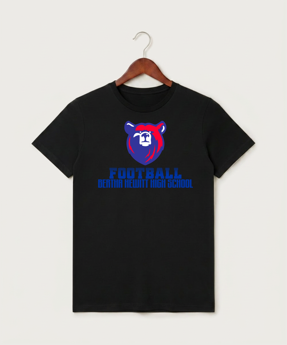 Bertha Hewitt High School Football (Boys) - Black T-Shirt - Full Front