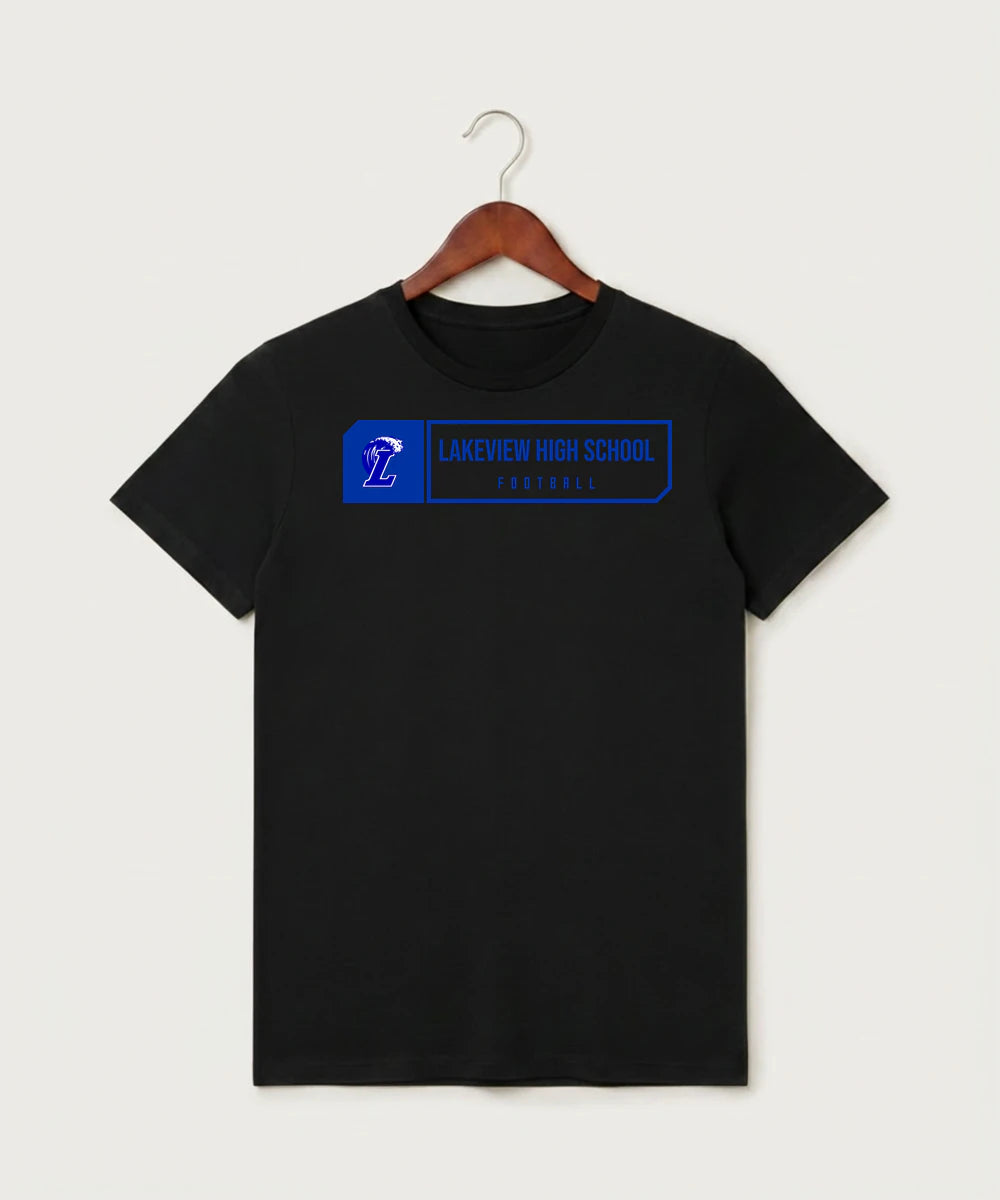 Lakeview High School Football (Boys) - Black T-Shirt - Full Front