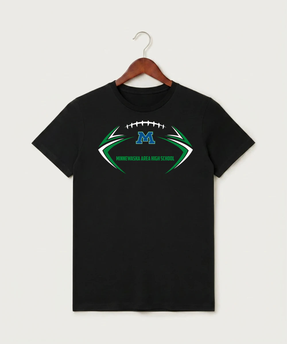 Minnewaska Area High School Football (Boys) - Black T-Shirt - Full Front