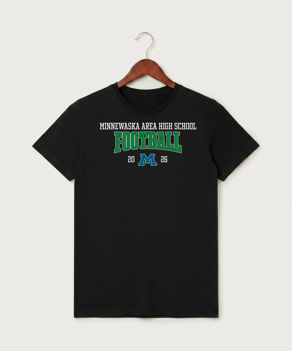 Minnewaska Area High School Football (Boys) - Black T-Shirt - Full Front