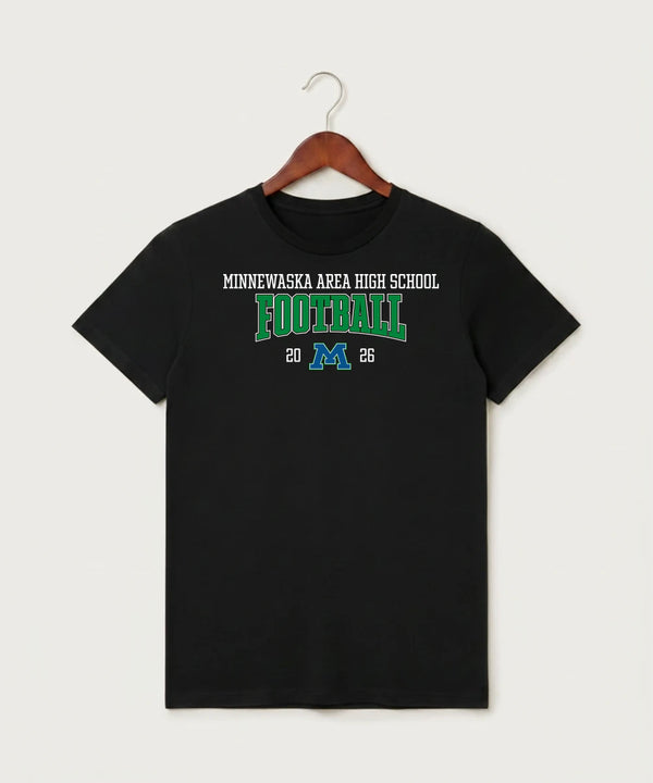 Minnewaska Area High School Football (Boys) - Black T-Shirt - Full Front