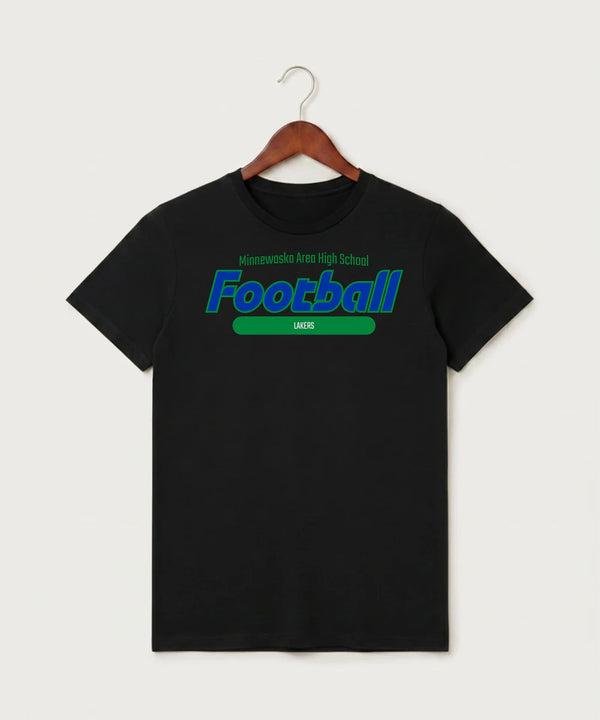 Minnewaska Area High School Football (Boys) - Black T-Shirt - Full Front