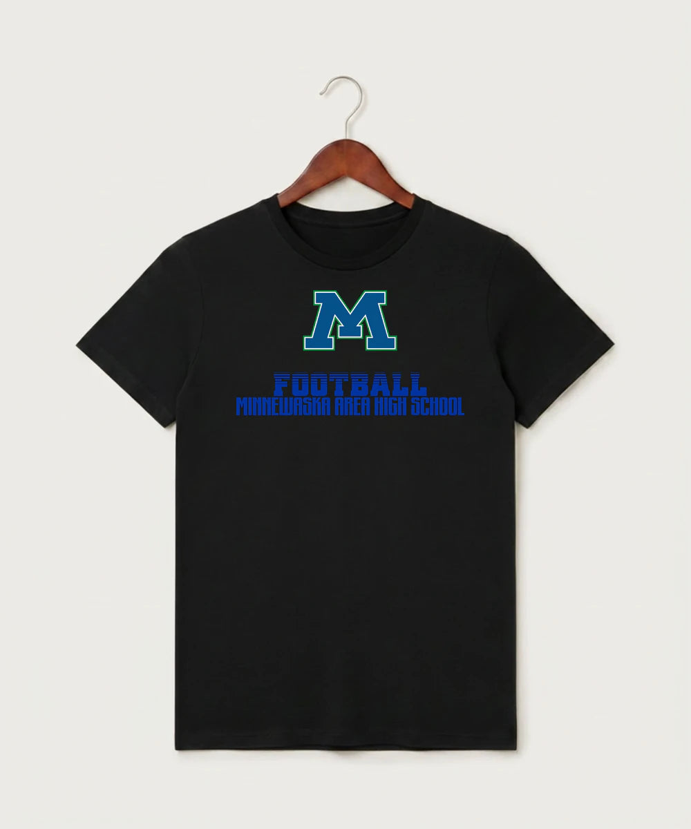 Minnewaska Area High School Football (Boys) - Black T-Shirt - Full Front