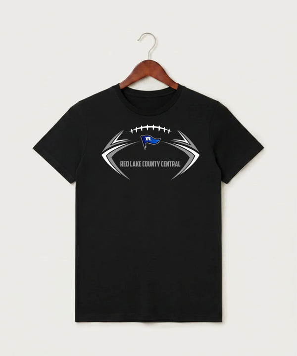 Red Lake County Central Football (Boys) - Black T-Shirt - Full Front