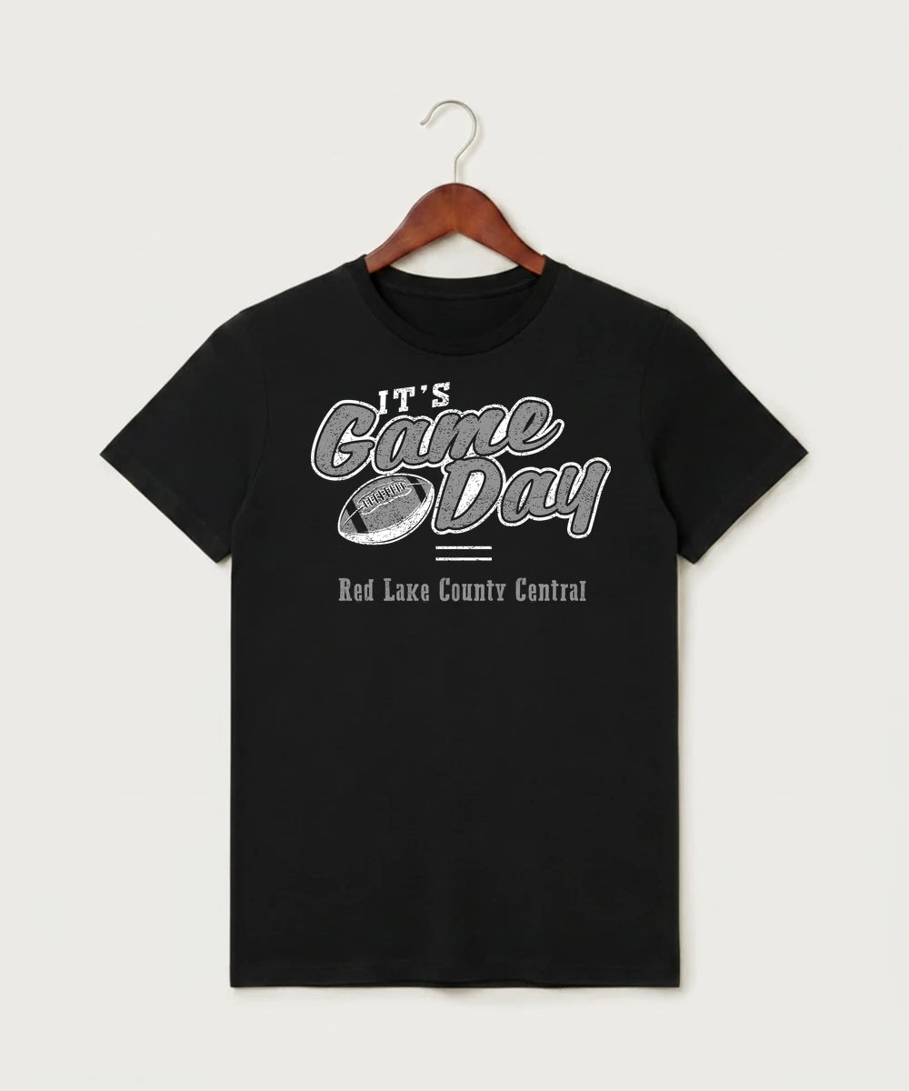 Red Lake County Central Football (Boys) - Black T-Shirt - Full Front
