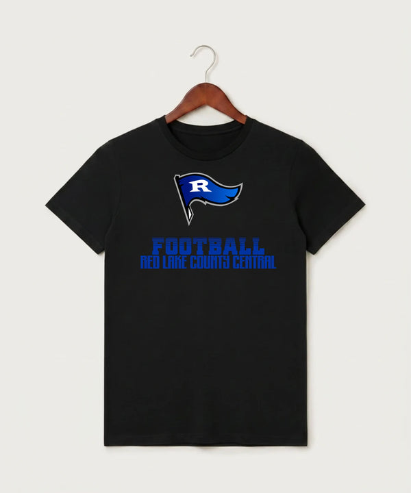 Red Lake County Central Football (Boys) - Black T-Shirt - Full Front