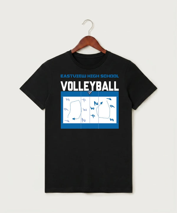 Eastview High School Volleyball (Girls) - Black T-Shirt - Full Front