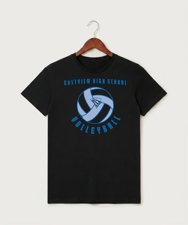 Eastview High School Volleyball (Girls) - Black T-Shirt - Full Front