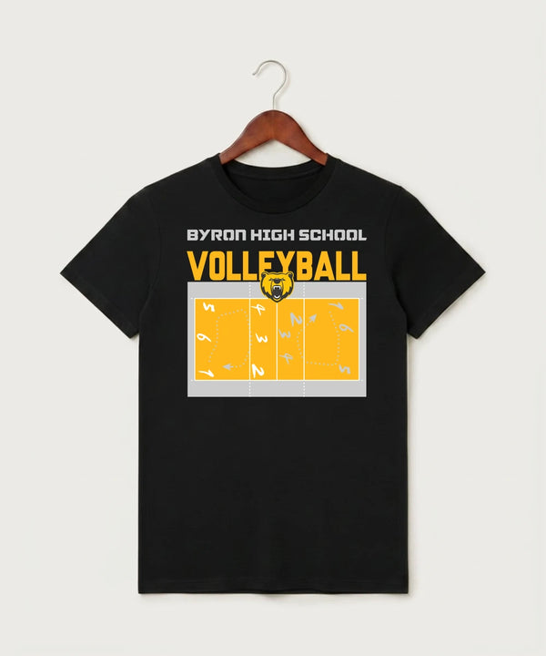 Byron High School Volleyball (Girls) - Black T-Shirt - Full Front