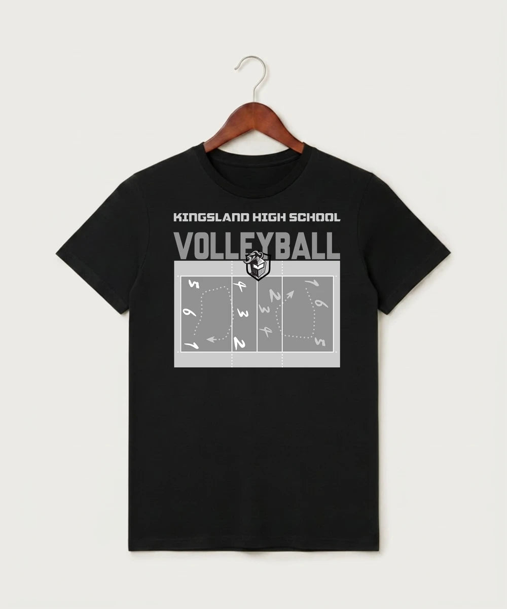 Kingsland High School Volleyball (Girls) - Black T-Shirt - Full Front