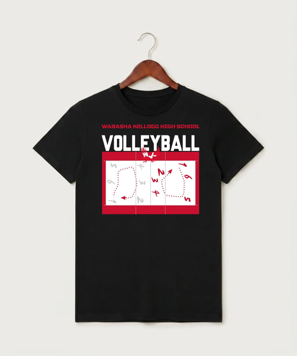 Wabasha Kellogg High School Volleyball (Girls) - Black T-Shirt - Full Front