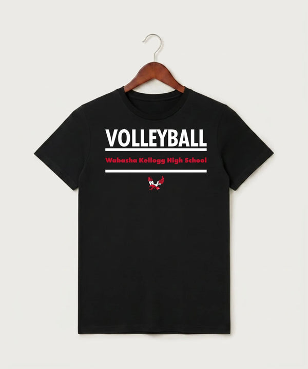 Wabasha Kellogg High School Volleyball (Girls) - Black T-Shirt - Full Front
