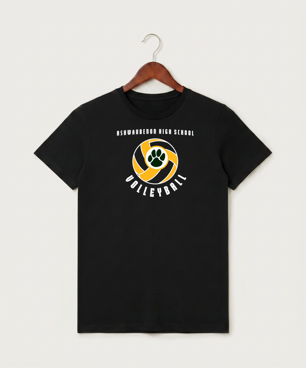 Ashwaubenon High School Volleyball (Sandbox) - Black T-Shirt - Full Front