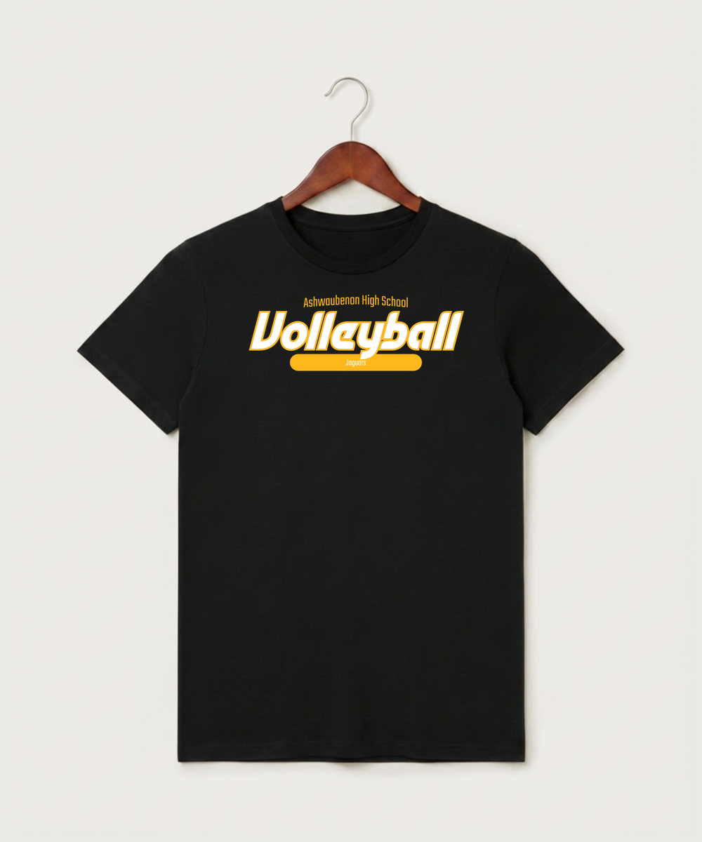 Ashwaubenon High School Volleyball (Sandbox) - Black T-Shirt - Full Front