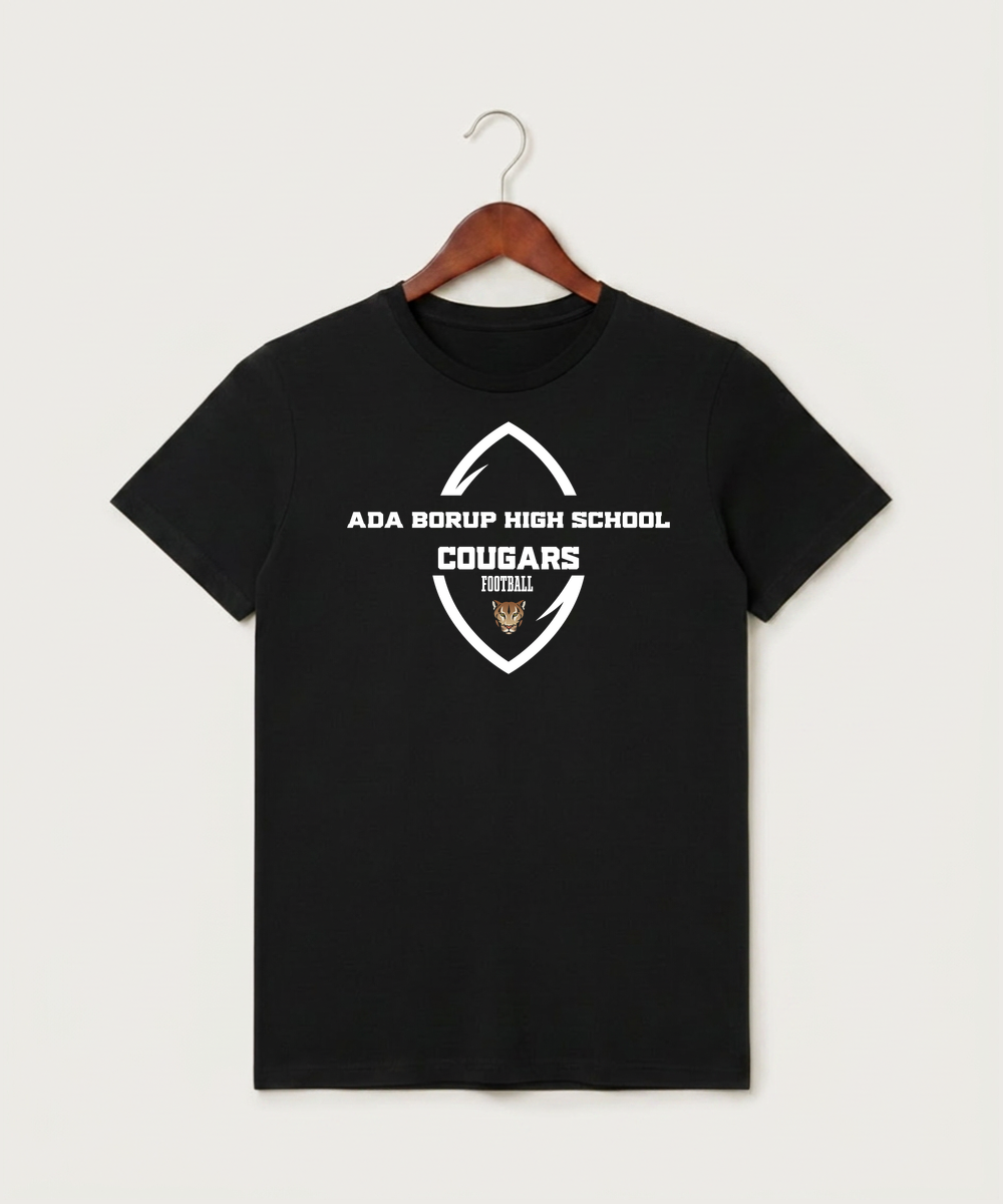Ada Borup High School Football (Boys) - Black T-Shirt - Full Front