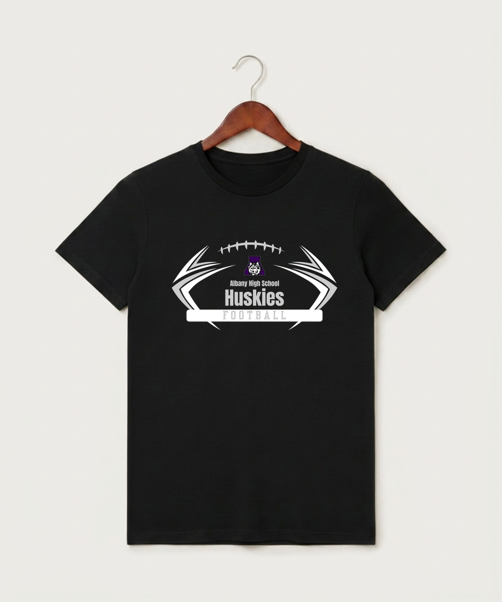 Albany High School Football (Boys) - Black T-Shirt - Full Front