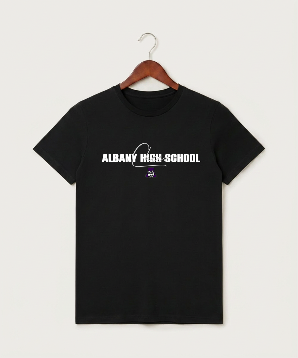 Albany High School Cheerleading - Black T-Shirt - Full Front