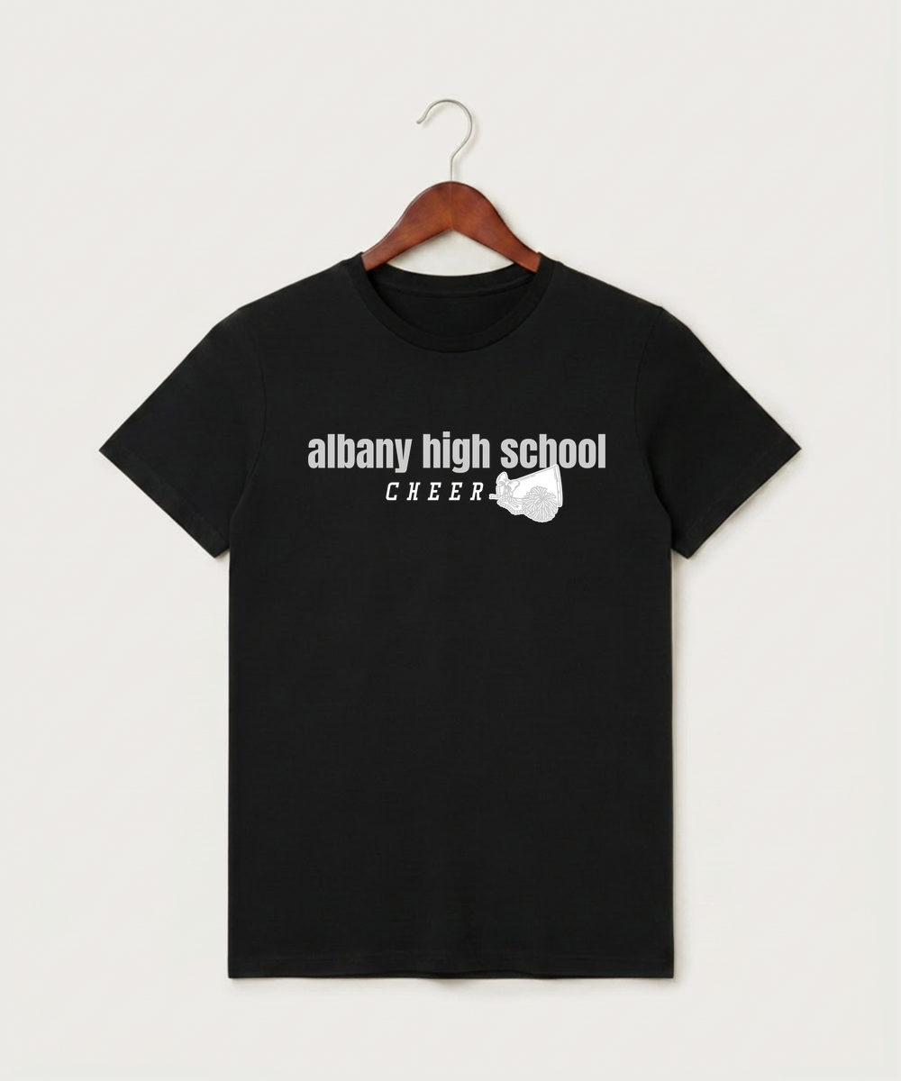 Albany High School Cheerleading - Black T-Shirt - Full Front