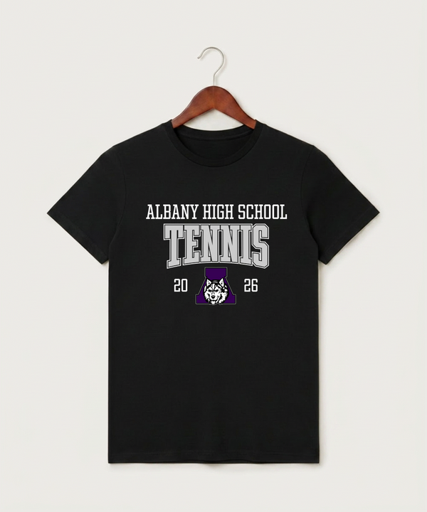 Albany High School Tennis (Boys) - Black T-Shirt - Full Front