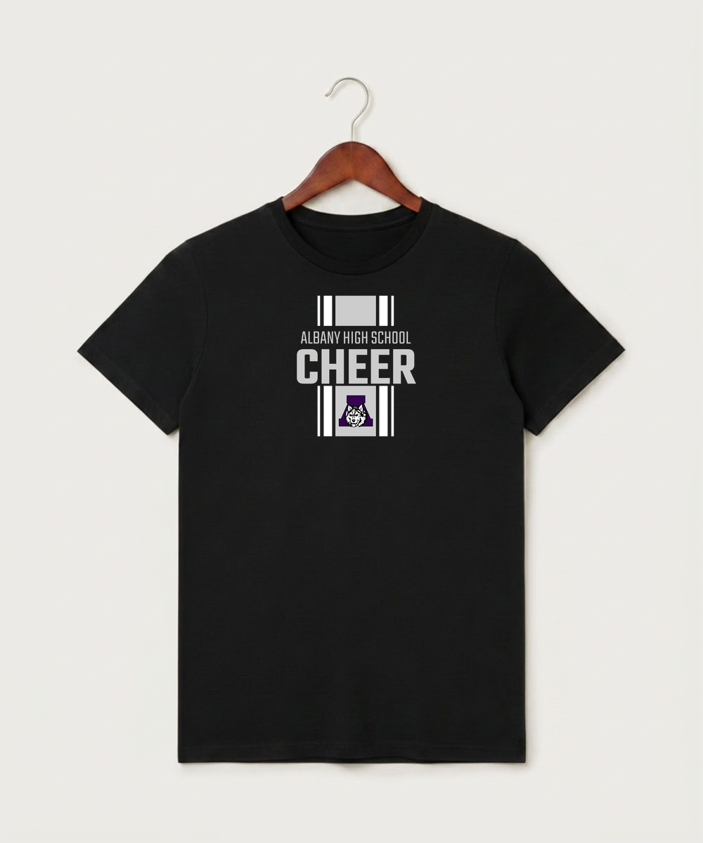 Albany High School Cheerleading - Black T-Shirt - Full Front