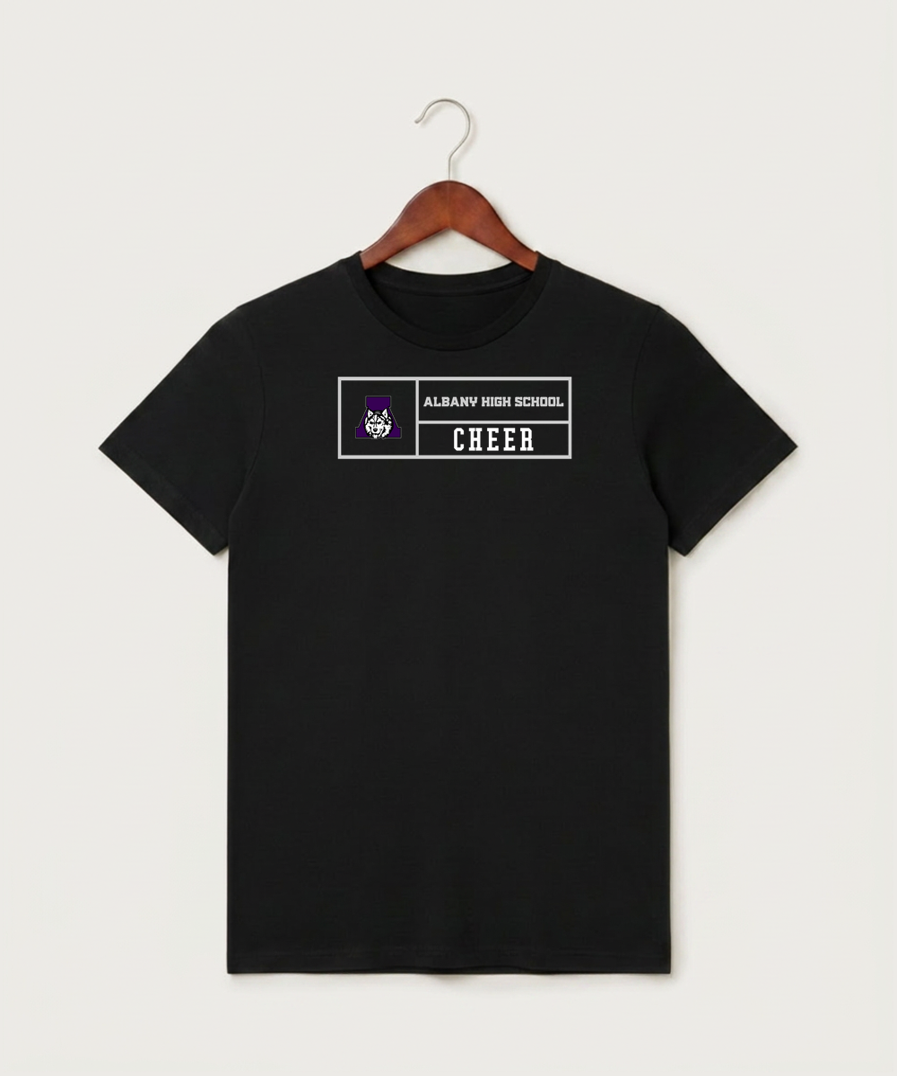 Albany High School Cheerleading - Black T-Shirt - Full Front