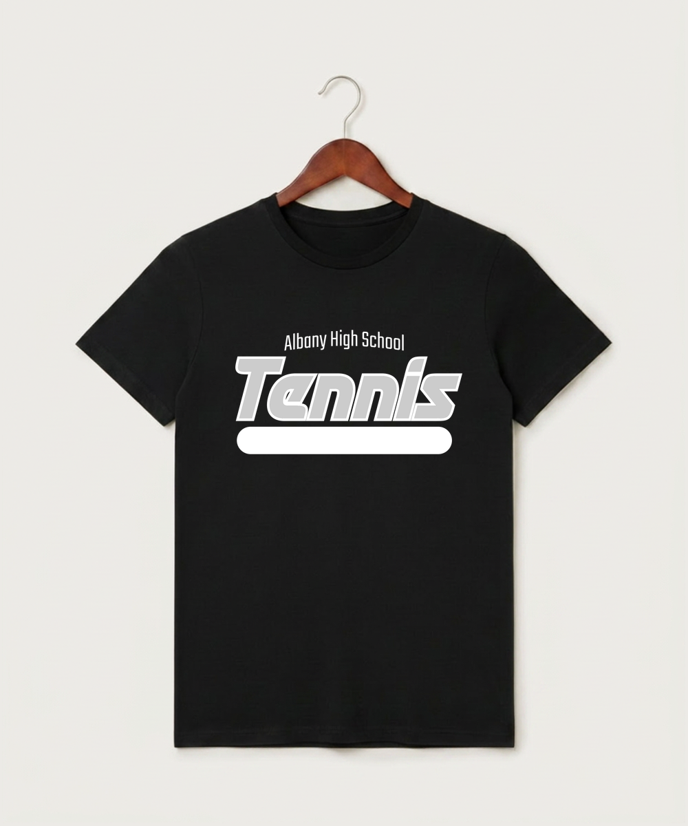 Albany High School Tennis (Boys) - Black T-Shirt - Full Front