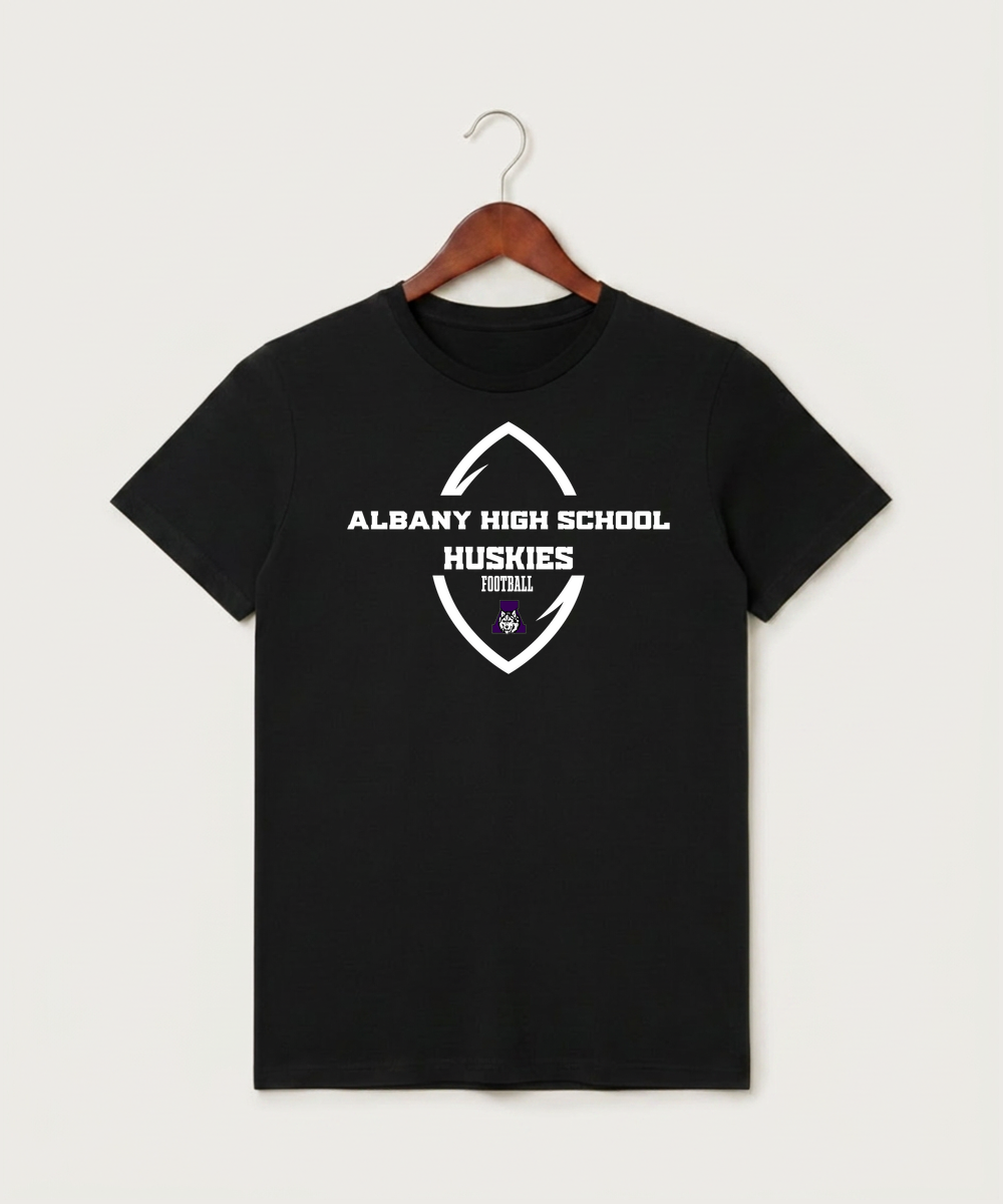 Albany High School Football (Boys) - Black T-Shirt - Full Front
