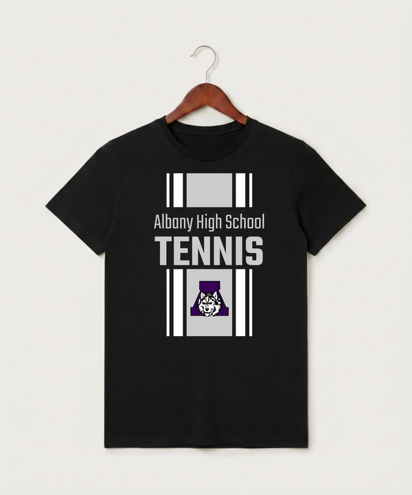 Albany High School Tennis (Boys) - Black T-Shirt - Full Front